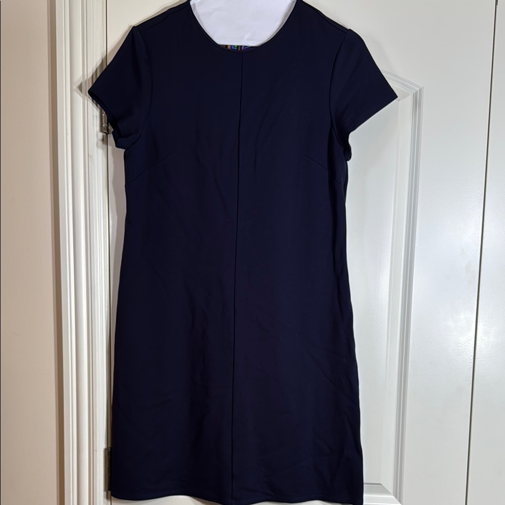 Navy Blue Knee-Length Sheath Dress